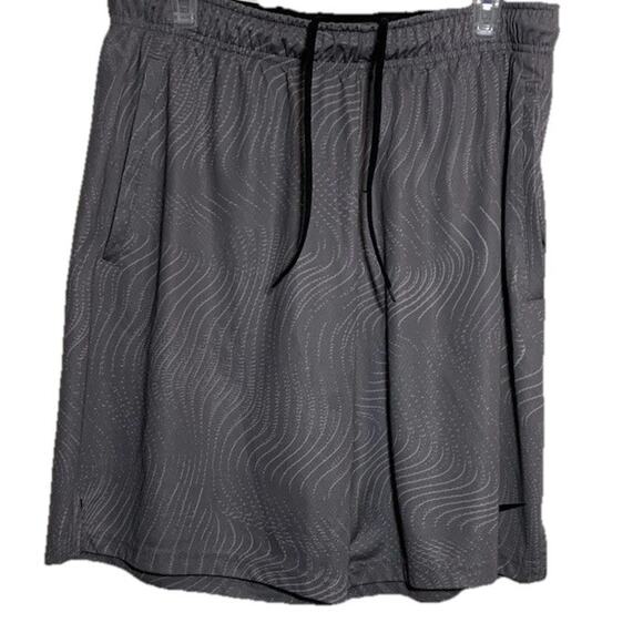 Nike Drifit Men's Gray Graphic 9" Basketball Shorts Sz Large Pockets Stretch Tie - Picture 4 of 8